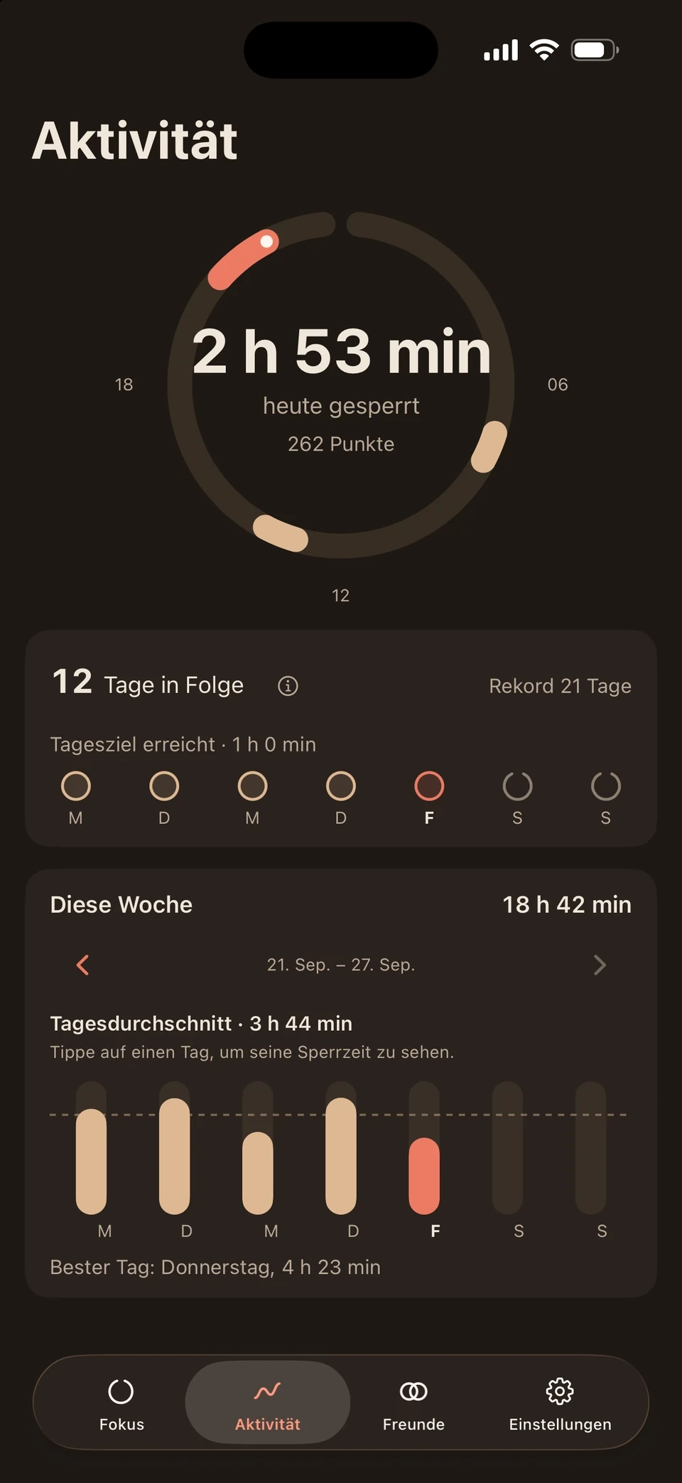 Bildschirm der FocusLatch-App